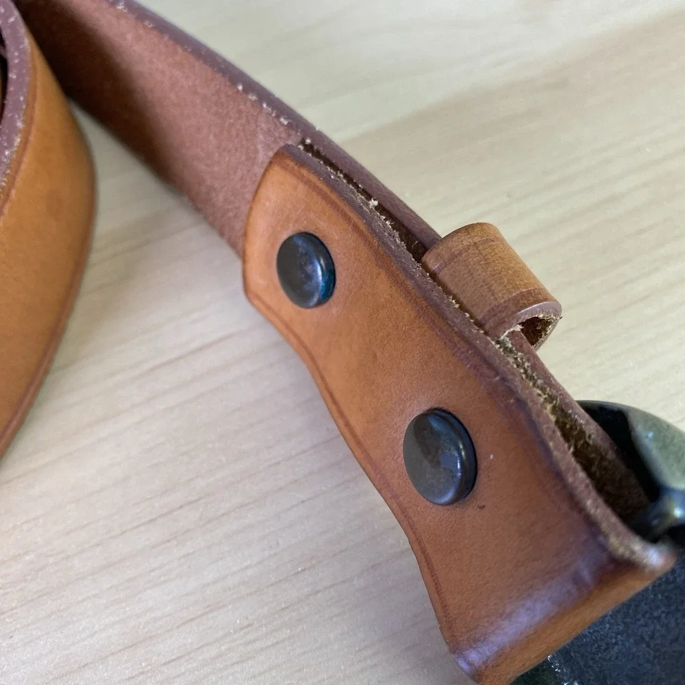 Vintage Polo Ralph Lauren Belt‎ Mens Size 36 Brown Leather Brass Pony Buckle 70s